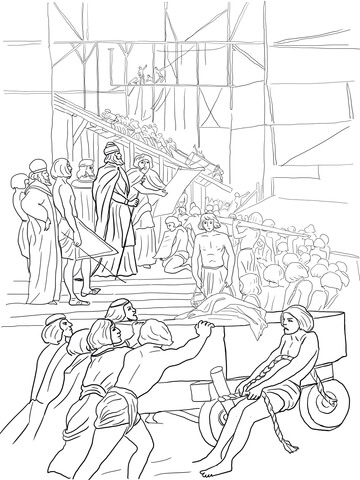 King Solomon Builds The Temple Coloring Page